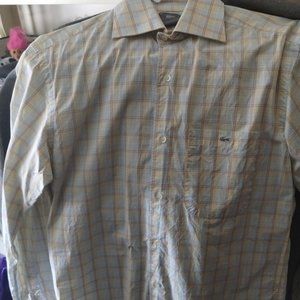Lacoste Men's Plaid Button Down Size 38. Fits Like a Small